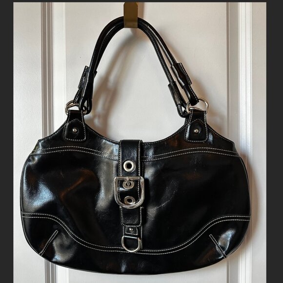 Vintage Y2K Nine West Black Soho Hobo Bag - Picture 1 of 5